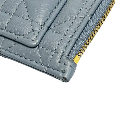 Dior ディオール カナージュ レザー CDロゴ ジップ カードホルダー L字ファスナー 小銭入れ ウォレット カードケース コインケース 【240005007015】