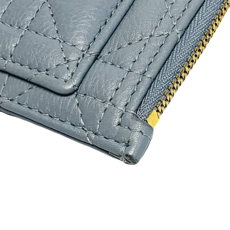 Dior ディオール カナージュ レザー CDロゴ ジップ カードホルダー L字ファスナー 小銭入れ ウォレット カードケース コインケース 【240005007015】