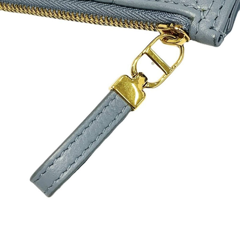Dior ディオール カナージュ レザー CDロゴ ジップ カードホルダー L字ファスナー 小銭入れ ウォレット カードケース コインケース 【240005007015】