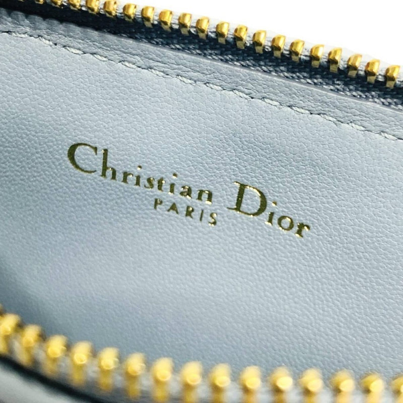 Dior ディオール カナージュ レザー CDロゴ ジップ カードホルダー L字ファスナー 小銭入れ ウォレット カードケース コインケース 【240005007015】