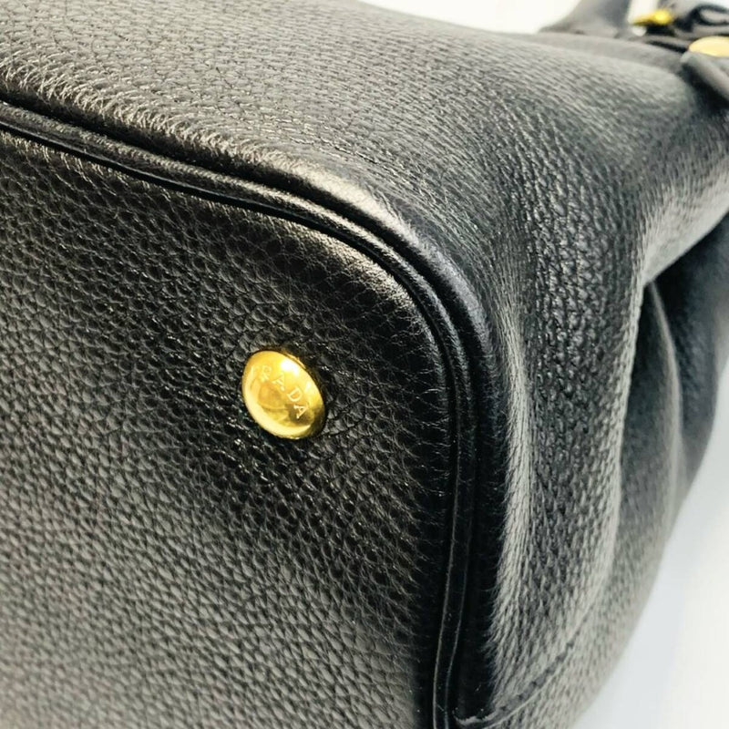 PRADA プラダ レザー 2wayハンドバッグ ショルダーバッグ ブラック 1BA058 【240005007016】