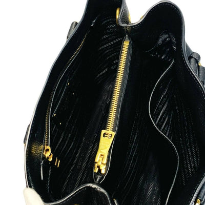 PRADA プラダ レザー 2wayハンドバッグ ショルダーバッグ ブラック 1BA058 【240005007016】