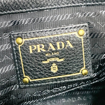 PRADA プラダ レザー 2wayハンドバッグ ショルダーバッグ ブラック 1BA058 【240005007016】