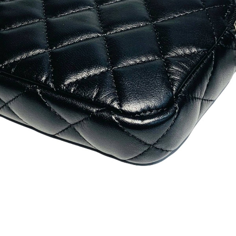 CHANEL シャネル マトラッセ チェーンウォレット A82527 ココマーク ラムスキン ブラック 【240005007046】