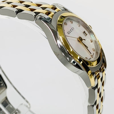 GUCCI グッチ レディース 腕時計 クオーツ 5500L シェル文字盤 SS GP コンビ 稼動品 【240005007053】