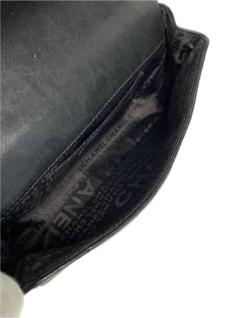 CHANEL シャネル カメリア チェーンショルダーバッグ レザー ブラック ゴールド チョコバー 【240005007112】