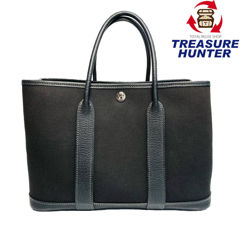 HERMES エルメス ガーデンパーティーTPM トートバッグ　ハンドバッグ ブラック トワルアッシュ ネゴンダ □O刻印 【240005007123】