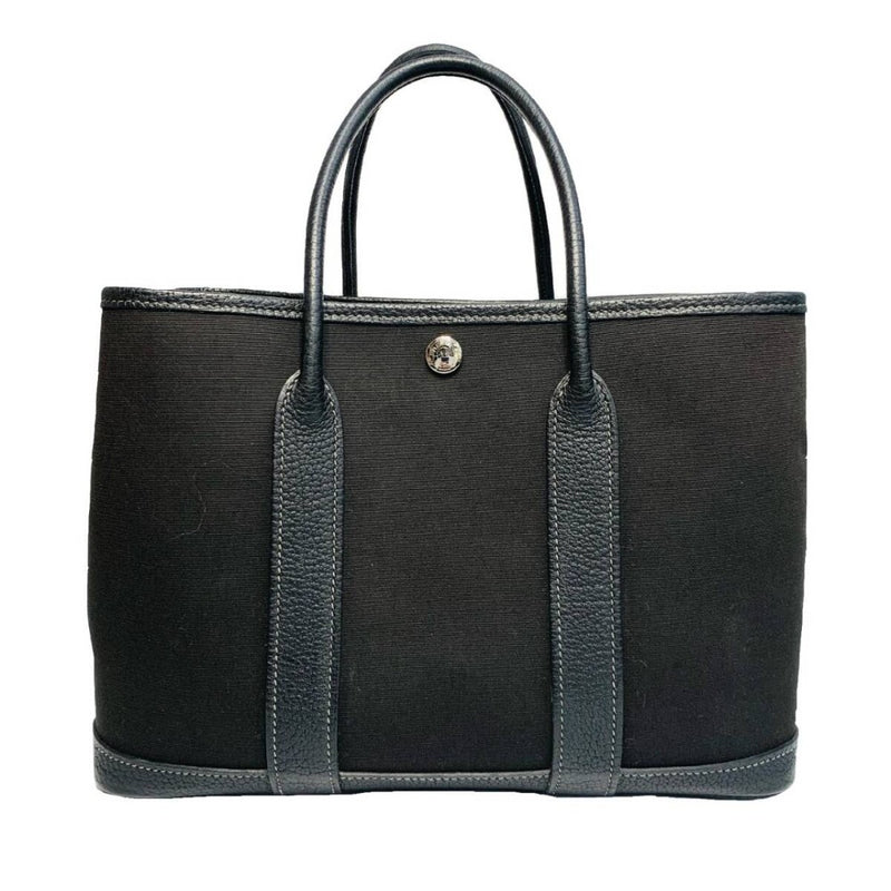 HERMES エルメス ガーデンパーティーTPM トートバッグ　ハンドバッグ ブラック トワルアッシュ ネゴンダ □O刻印 【240005007123】