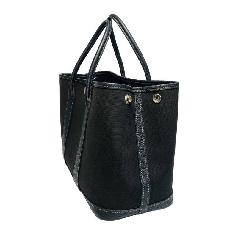 HERMES エルメス ガーデンパーティーTPM トートバッグ　ハンドバッグ ブラック トワルアッシュ ネゴンダ □O刻印 【240005007123】