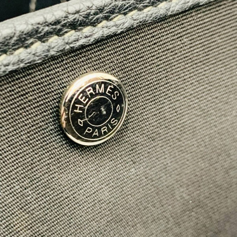 HERMES エルメス ガーデンパーティーTPM トートバッグ　ハンドバッグ ブラック トワルアッシュ ネゴンダ □O刻印 【240005007123】