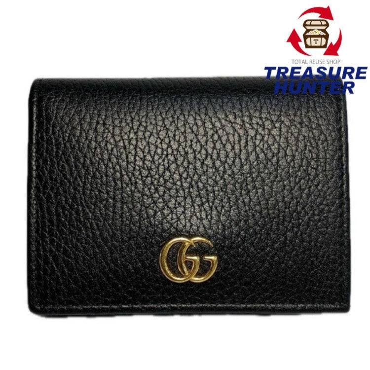 GUCCI グッチ GGマーモントコンパクトウォレット レザー ブラック 456126 【240005007185】