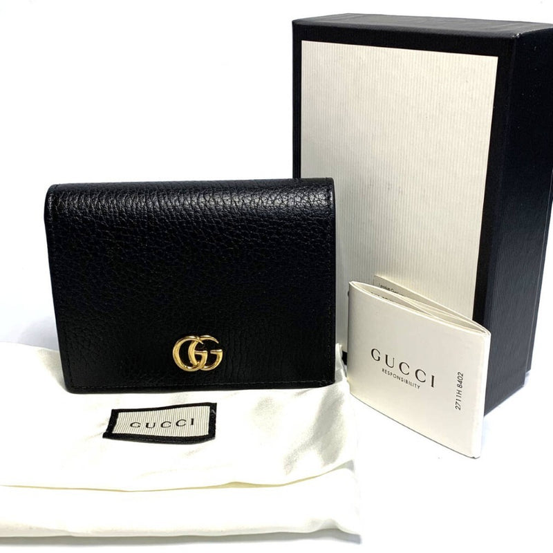 GUCCI グッチ GGマーモントコンパクトウォレット レザー ブラック 456126 【240005007185】
