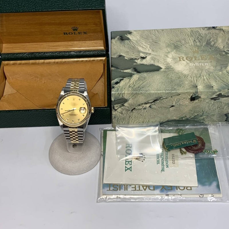 ROLEX ロレックス デイトジャスト 10Pダイヤ 16233G X番 自動巻き メンズ 腕時計 【240005007438】