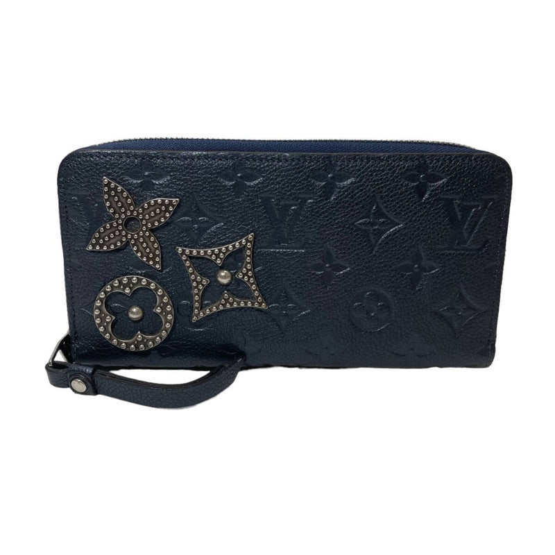 ルイヴィトン モノグラムアンプラント ジッピーウォレット メタルフラワー スタッズ ブルー ラウンドファスナー長財布 LOUIS VUITTON 【240001016380】