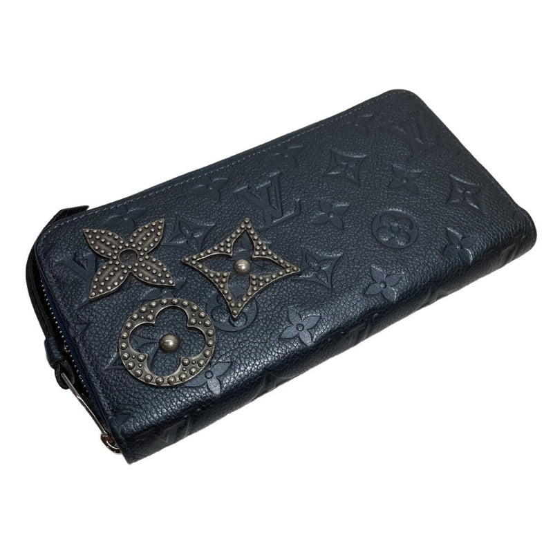 ルイヴィトン モノグラムアンプラント ジッピーウォレット メタルフラワー スタッズ ブルー ラウンドファスナー長財布 LOUIS VUITTON 【240001016380】