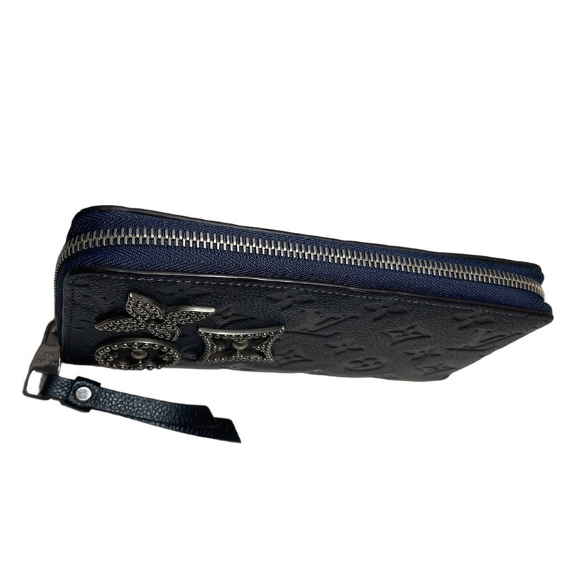 ルイヴィトン モノグラムアンプラント ジッピーウォレット メタルフラワー スタッズ ブルー ラウンドファスナー長財布 LOUIS VUITTON 【240001016380】