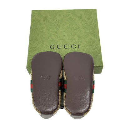 GUCCI(グッチ) GGシェリーライン ファーストシューズ 表記サイズ17(約10.5cm) GGキャンバス×レザー ブラウン系 ベビー 靴 【102060775003】