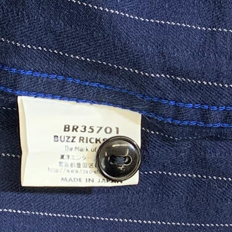 BUZZ RICKSON バスリクソン　半袖シャツ　BR35701 ワークシャツ　サイズL　16-16「1/2」　ストライプ　ブルー　ワッペン　メンズ　トップス　 【100043835008】