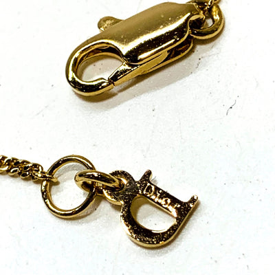 Christian Dior クリスチャンディオール ネックレス ロゴ ラインストーン ゴールド 【240001011329】